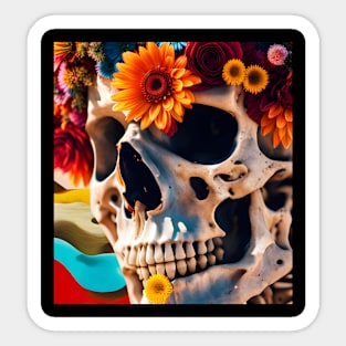 Skull with Flowers Sticker